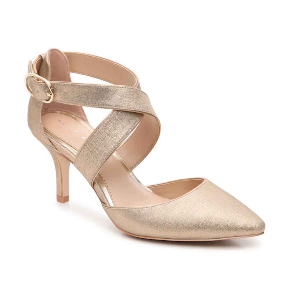 Kelly & Katie Gold sparkle Maryrae pumps